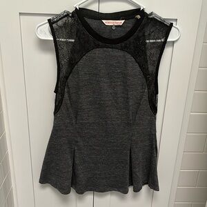 Rebecca Taylor Black Lace Peplum Top XS